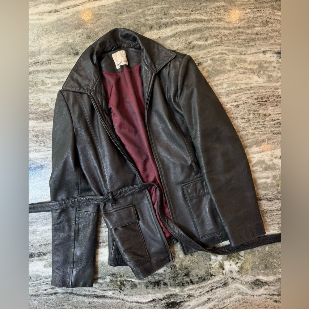 Anne Klein Leather Jacket Size Small